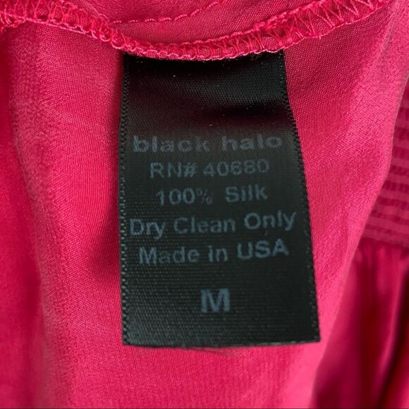 Revolve Black Halo 100% Silk Babydoll Dress Fuchsia Pink Mini Sweetheart Neck M - Picture 5 of 12